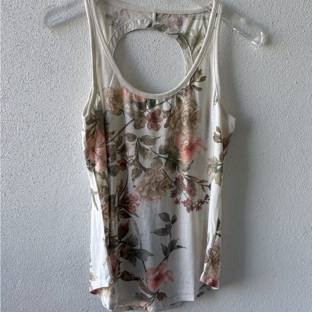 Chaser‎ floral XL Soft Tank top Open back rounded hem Activewear